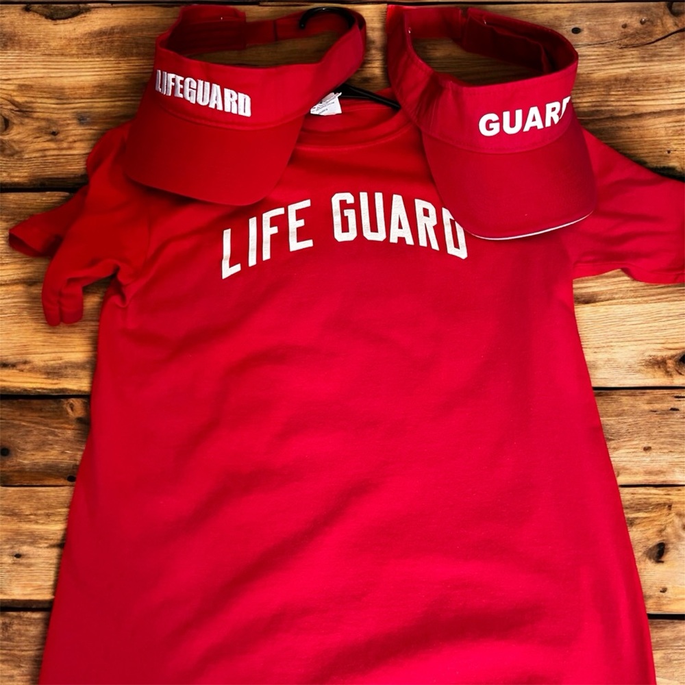 Red Lifeguard Shirt and Visors Set